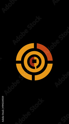 Abstract geometric design with circular orange elements on black background