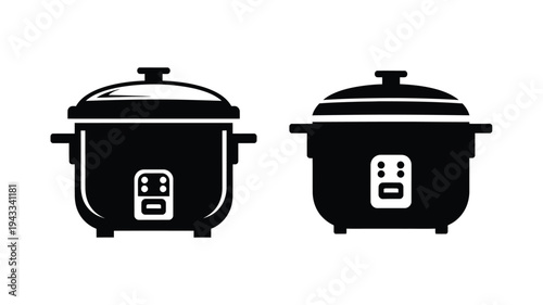 Two black slow cookers displayed a minimalist silhouette