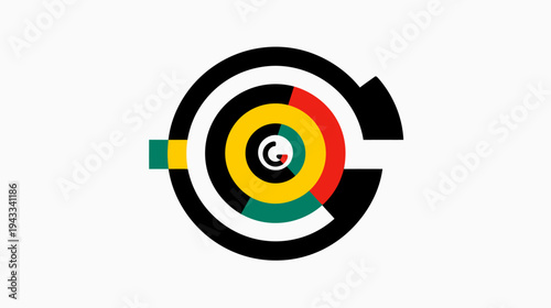Abstract geometric design with circular shapes and bold colors on white