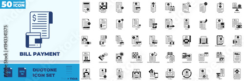 Bill Payment Duotone Editable Icons set