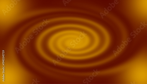 Abstract warm golden brown swirl vector graphic design background illustration featuring a hypnotic radial vortex effect creating a sense of motion and depth.