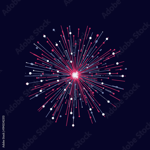 Vibrant Explosion of Colorful Fireworks Against a Midnight Blue Sky, Showcasing Brilliant Bursts and Radiating Patterns of Light in a Nocturnal Celebration