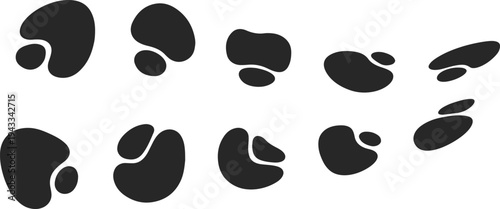 Collection of organic, abstract blob shapes in black on a transparent background.