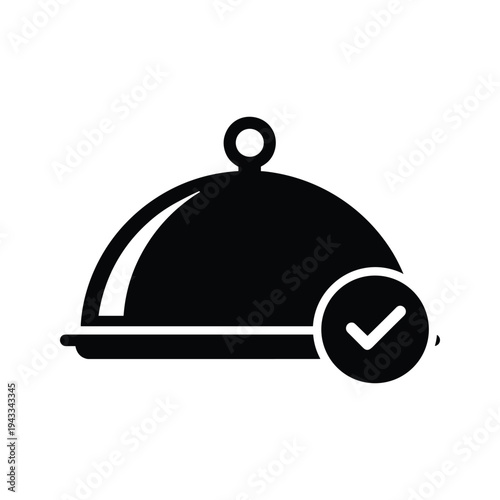 Restaurant Food Service Icon with Check Mark - Approved Meal Delivery