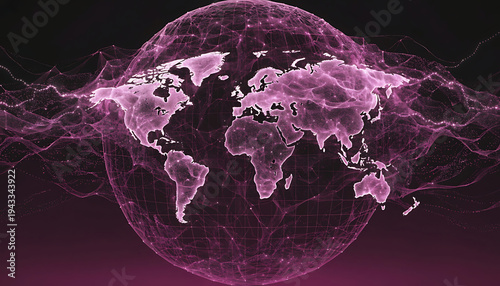 pink globe on black background