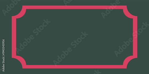 Red curved rectangle template floating over white and deep green split background vector