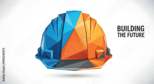 Geometric Hard Hat Building Construction For Business And Technology Concepts on transparent background