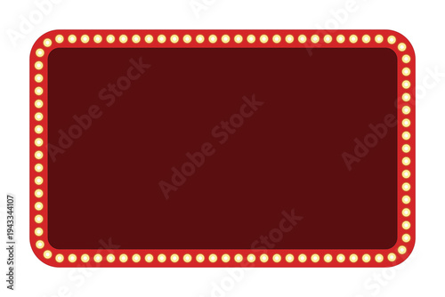 Retro glowing marquee blank signboard frame with rounded corners vector