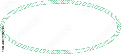 Green oval shaped rope frame border line art vector illustration