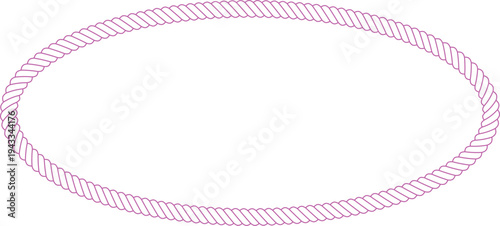 Purple horizontal oval nautical rope frame line art vector graphic