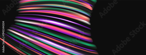 Abstract colorful layers spiral upwards. Dark background emphasizes vibrant hues, creating dynamic visual effect. Smooth gradients dominate composition.