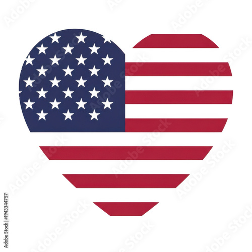 American flag heart symbol on white background