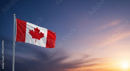 Canada flag waving (national pride). canadian flag flying high symbol
