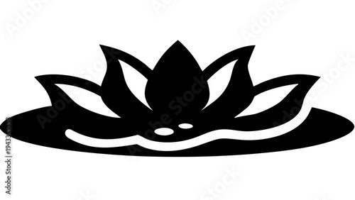 lotus leaf black silhouette icon, water plant vector, transparent background