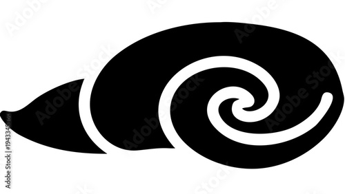 spiral shell black silhouette icon, marine shell vector, transparent background