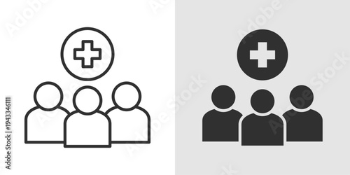 Community Health Icon representing public health initiatives, healthcare services, wellness programs, and collective medical support for communities.