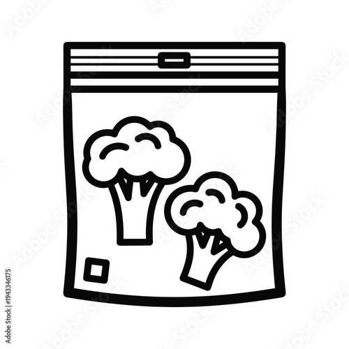 Broccoli in a Zipper Bag Icon - Fresh Food Storage and Healthy Eating Symbol