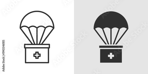 Aid Relief Icon representing humanitarian assistance, emergency support, disaster relief, and medical help provided to communities in need.