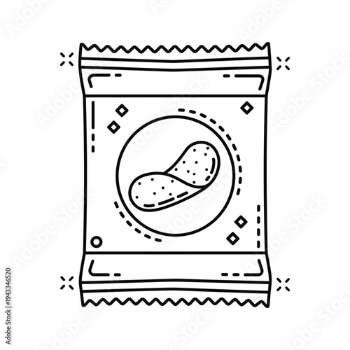 Crisps Snack Bag Icon Line Art