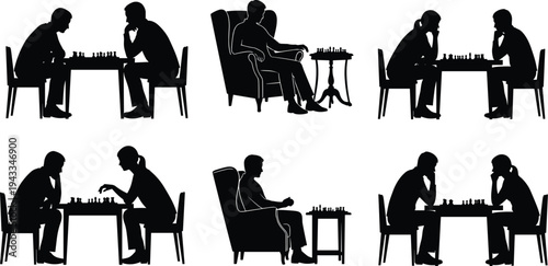 professional people silhouettes collection, human character poses set for lifestyle, business and social situations isolated vector illustration