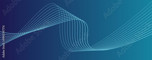 Abstract glowing wave lines on dark blue background. Dynamic wave pattern. Modern flowing wavy lines. Futuristic technology concept. Suit for banner, poster, cover, brochure, flyer, website