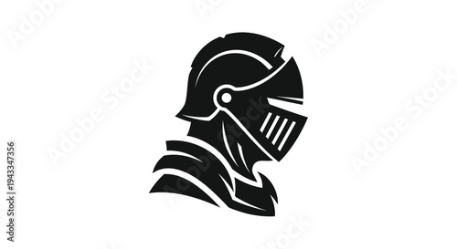 Detailed knight s helmet design in a striking black silhouette