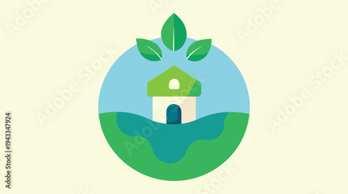Eco-Friendly Home Concept: Sustainable Living and Green Energy Illustration for Environmental Awareness and Climate Change Solutions