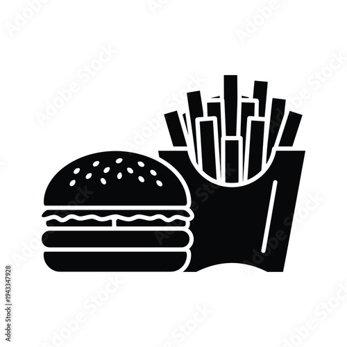 Burger and Fries Icon - Fast Food Vector Graphic
