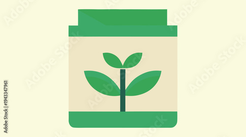 Eco-Friendly Packaging Mockup with Plant Illustration, Sustainable Container Design for Natural Products, Green Energy Concept