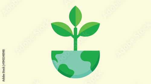 Growing a Greener Future: Illustrative Earth with Sprout Symbolizing Environmental Sustainability and Renewable Energy Concepts