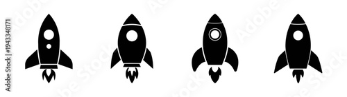 Explore black and white rocket ship vector art for space travel and future exploration designs and graphics