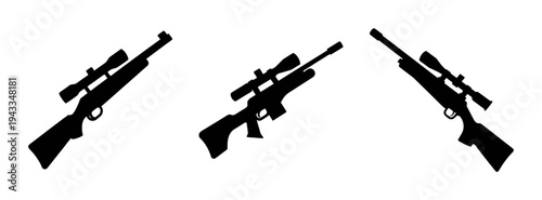 Download rifle silhouette vectors: hunting rifle, sniper rifle, and gun clip art for design needs