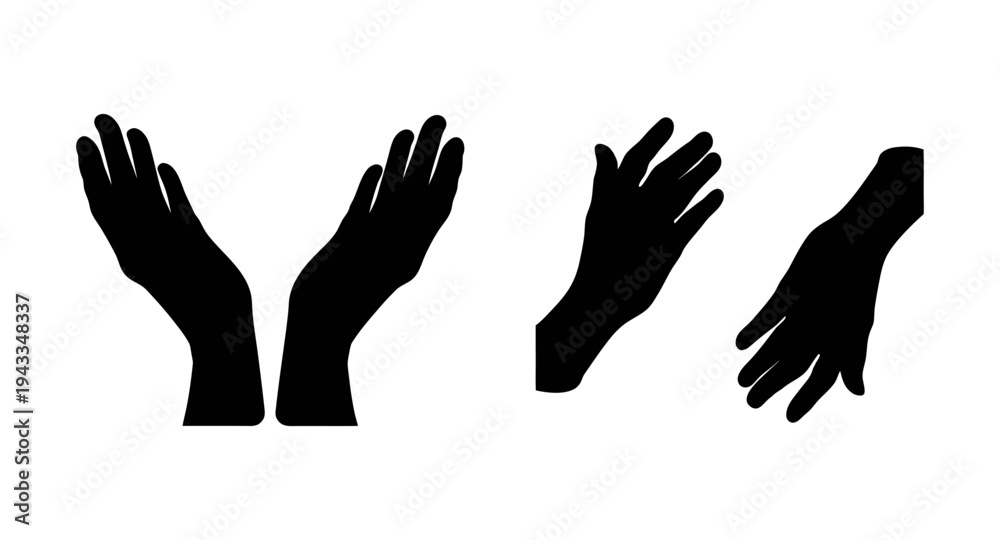 Obraz premium Black hand silhouette vector art design graphic resource for designers and creatives hands art