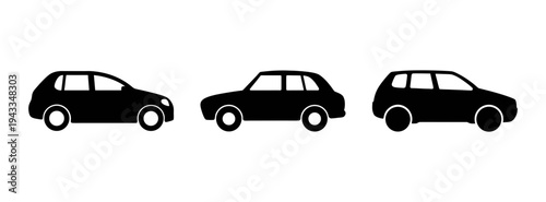 Find black car silhouette vector graphic illustration for automobile design and transport icons use