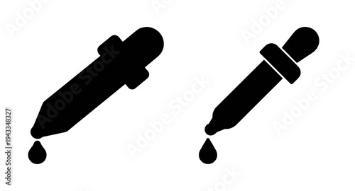 Black dropper tool vector graphic for medical science lab and chemical liquid transfer illustration