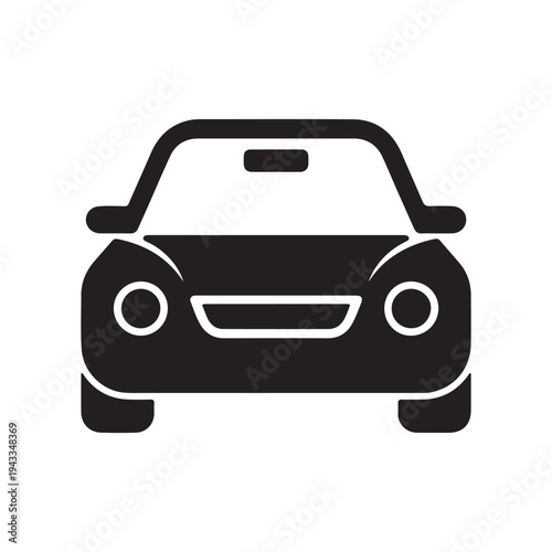 Taxi Car Front View Icon – Urban Transport Vehicle Silhouette Vector
