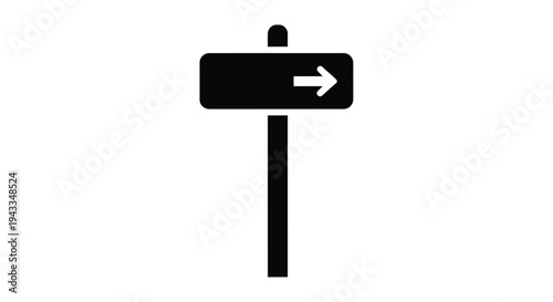 Black signpost with a right arrow simple graphic representation silhouette
