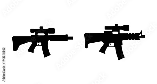 Assault rifle vector silhouette illustration for military and shooting sports design projects and graphics