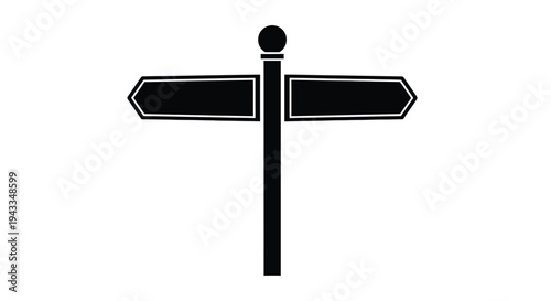Black signpost with two arrows pointing right a bold silhouette