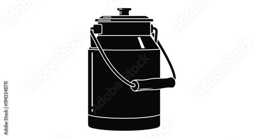 Simple black silhouette of a vintage milk can isolated design silhouette
