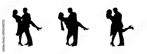 Silhouette romantic couple dancing tango love romance relationship wedding celebration party dance floor