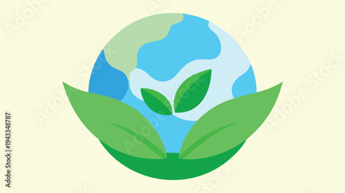 Protecting Our Planet: A Symbolic Illustration of Earth Surrounded by Lush Green Leaves Representing Environmental Sustainability and Growth
