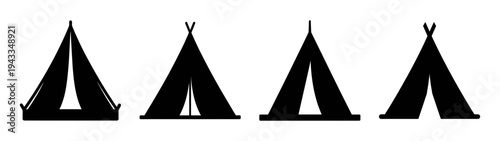 Exploring different tent designs for camping and outdoor adventures black and white illustration