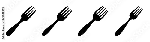 Four black forks kitchen utensils dining silverware flatware restaurant kitchenware dinnerware set