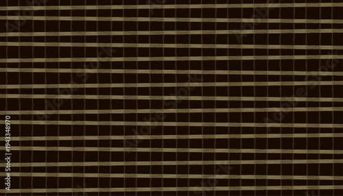 Seamless vector graphic illustration showcasing a distinctive hand-drawn grid pattern, featuring irregular horizontal and vertical lines against a rich dark brown backdrop, creating a subtle textured 