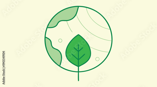 Sustainable Earth Concept: Illustrative Design Featuring a Leaf Integrated with a Globe, Representing Environmental Awareness and Climate Action
