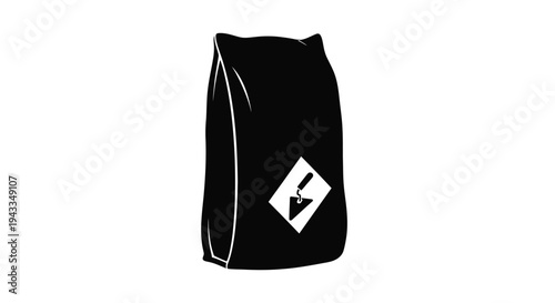 Black bag of cement with tool icon a striking silhouette