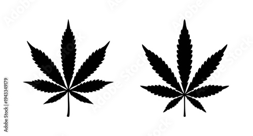 Cannabis leaf vector art: marijuana leaf design for medical and recreational use in black silhouette
