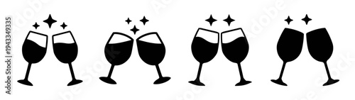 Celebration cheers champagne toast sparkling wine glasses happy new year festive occasion vector art