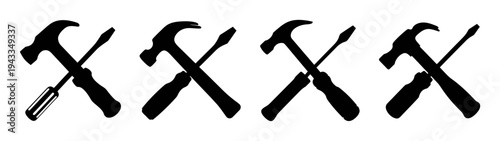 Crossed tools vector image: crowbar and spear design element for construction and repair projects